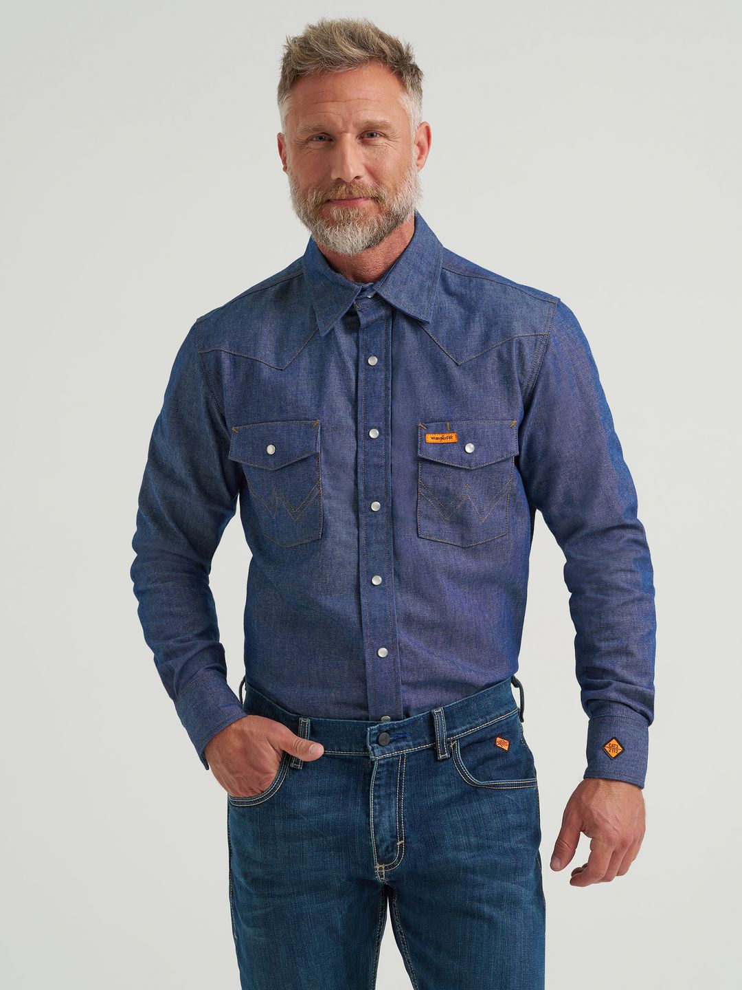 Product image for FR Flame Resistant Long Sleeve Denim Work Shirt